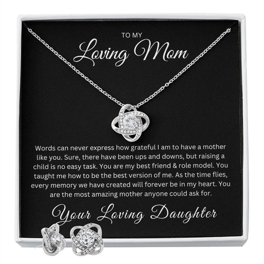 Love Knot Necklace & Earrings Set - To My Loving Mom